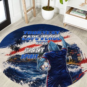 Personalized Cape Verde Blue Sharks Round Carpet Giant Spirit African Football 2026 Mascot