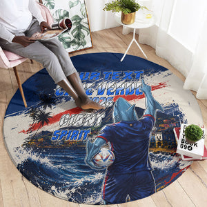 Personalized Cape Verde Blue Sharks Round Carpet Giant Spirit African Football 2026 Mascot
