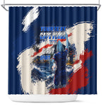 Personalized Cape Verde Blue Sharks Shower Curtain Giant Spirit African Football 2026 Mascot