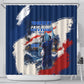 Personalized Cape Verde Blue Sharks Shower Curtain Giant Spirit African Football 2026 Mascot