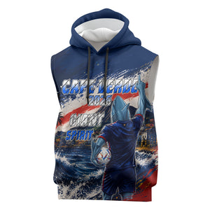 Personalized Cape Verde Blue Sharks Sleeveless Hoodie Giant Spirit African Football 2026 Mascot