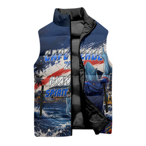 Personalized Cape Verde Blue Sharks Sleeveless Puffer Jacket Giant Spirit African Football 2026 Mascot