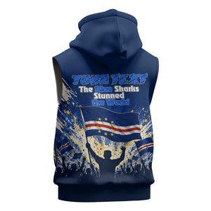 Personalized Cape Verde Blue Sharks Sleeveless Zip Hoodie Giant Spirit African Football 2026 Mascot