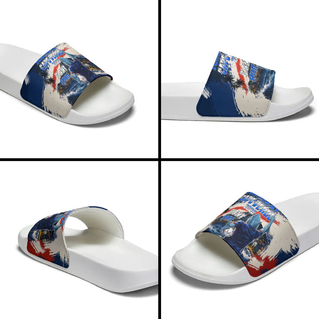 Personalized Cape Verde Blue Sharks Slide Sandals Giant Spirit African Football 2026 Mascot