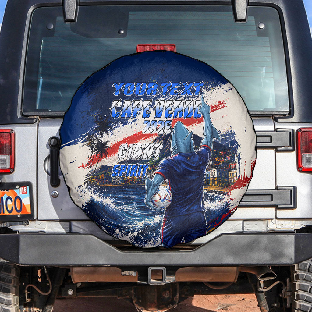 Personalized Cape Verde Blue Sharks Spare Tire Cover Giant Spirit African Football 2026 Mascot