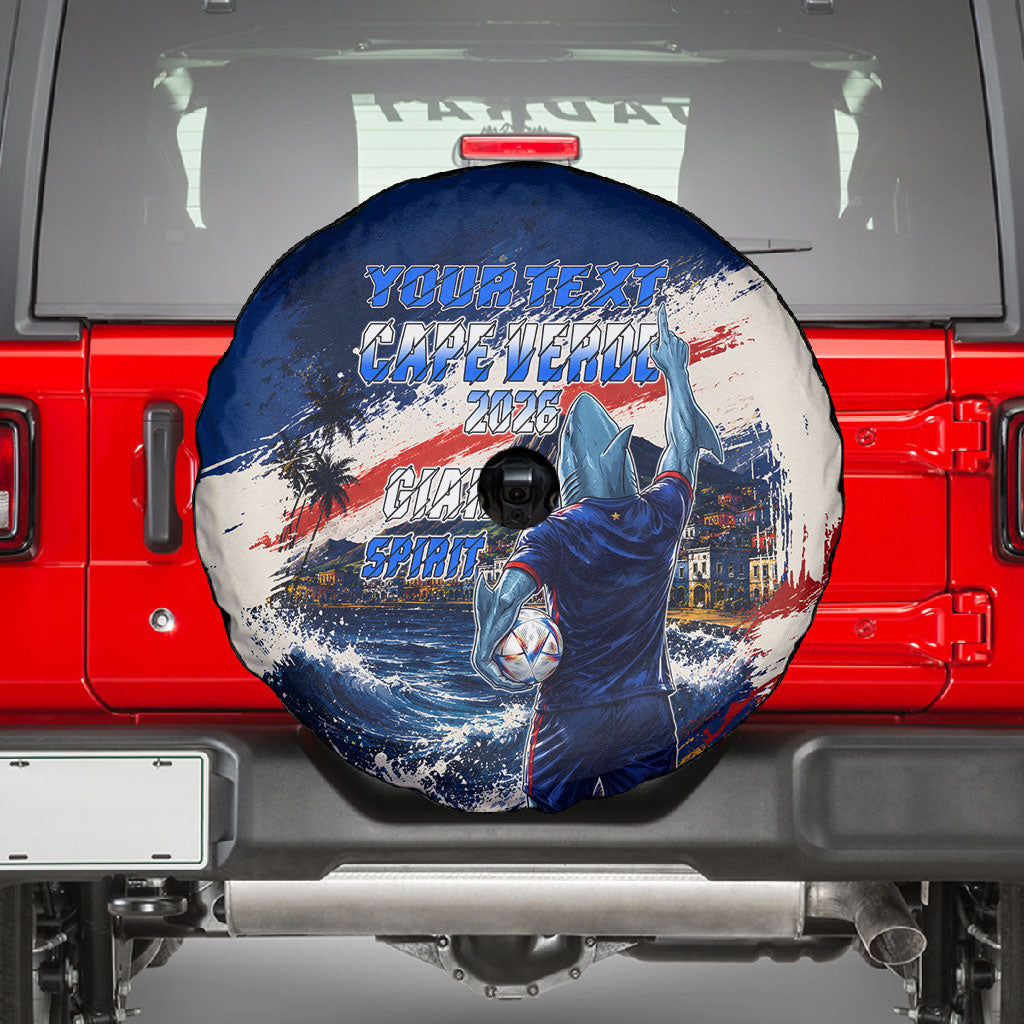 Personalized Cape Verde Blue Sharks Spare Tire Cover Giant Spirit African Football 2026 Mascot