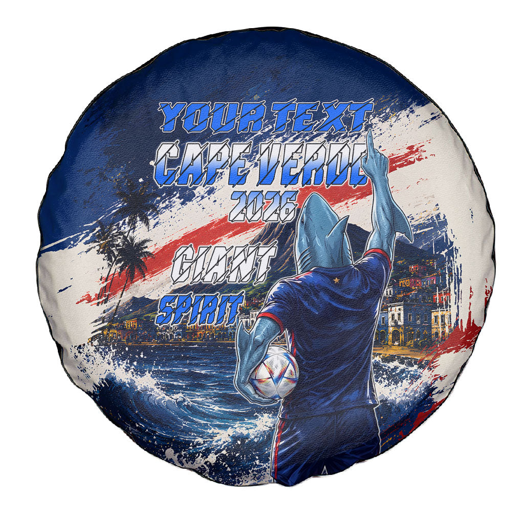 Personalized Cape Verde Blue Sharks Spare Tire Cover Giant Spirit African Football 2026 Mascot