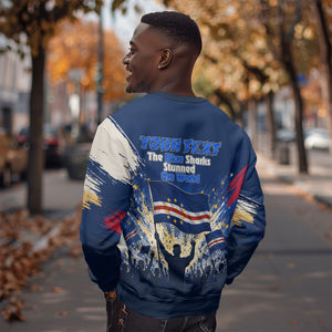 Personalized Cape Verde Blue Sharks Sweatshirt Giant Spirit African Football 2026 Mascot