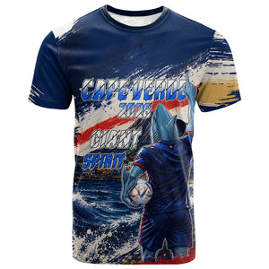 Personalized Cape Verde Blue Sharks T shirt Giant Spirit African Football 2026 Mascot