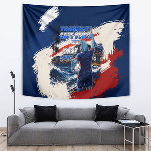 Personalized Cape Verde Blue Sharks Tapestry Giant Spirit African Football 2026 Mascot