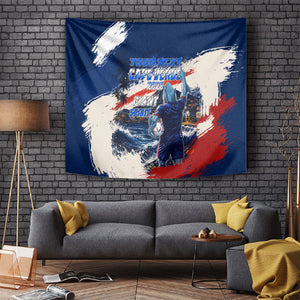 Personalized Cape Verde Blue Sharks Tapestry Giant Spirit African Football 2026 Mascot