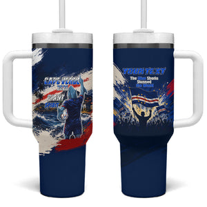 Personalized Cape Verde Blue Sharks Tumbler With Handle Giant Spirit African Football 2026 Mascot