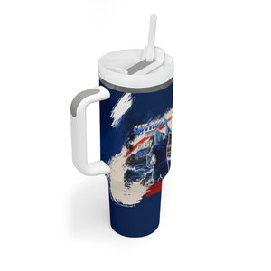 Personalized Cape Verde Blue Sharks Tumbler With Handle Giant Spirit African Football 2026 Mascot