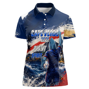 Personalized Cape Verde Blue Sharks Women Polo Shirt Giant Spirit African Football 2026 Mascot