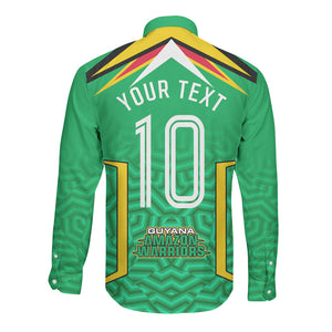 Personalized Guyana Cricket Amazon Warriors Long Sleeve Button Shirt Tribal Warrior Mascot Fan