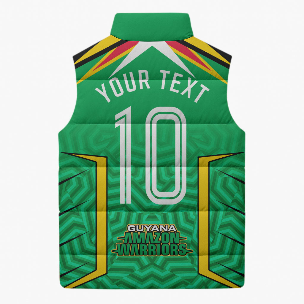 Personalized Guyana Cricket Amazon Warriors Sleeveless Puffer Jacket Tribal Warrior Mascot Fan