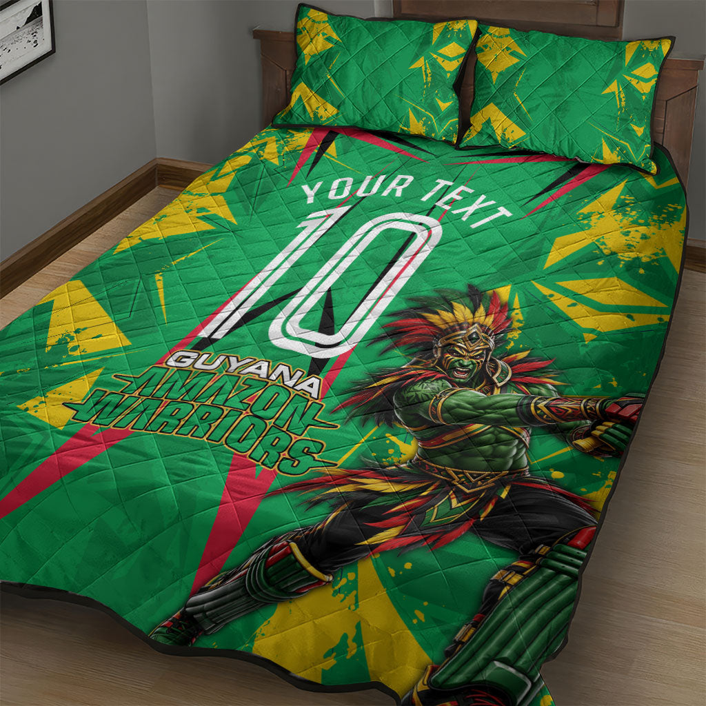 Personalized Guyana Cricket Quilt Bed Set Amazon Warriors Tribal Mascot Sports
