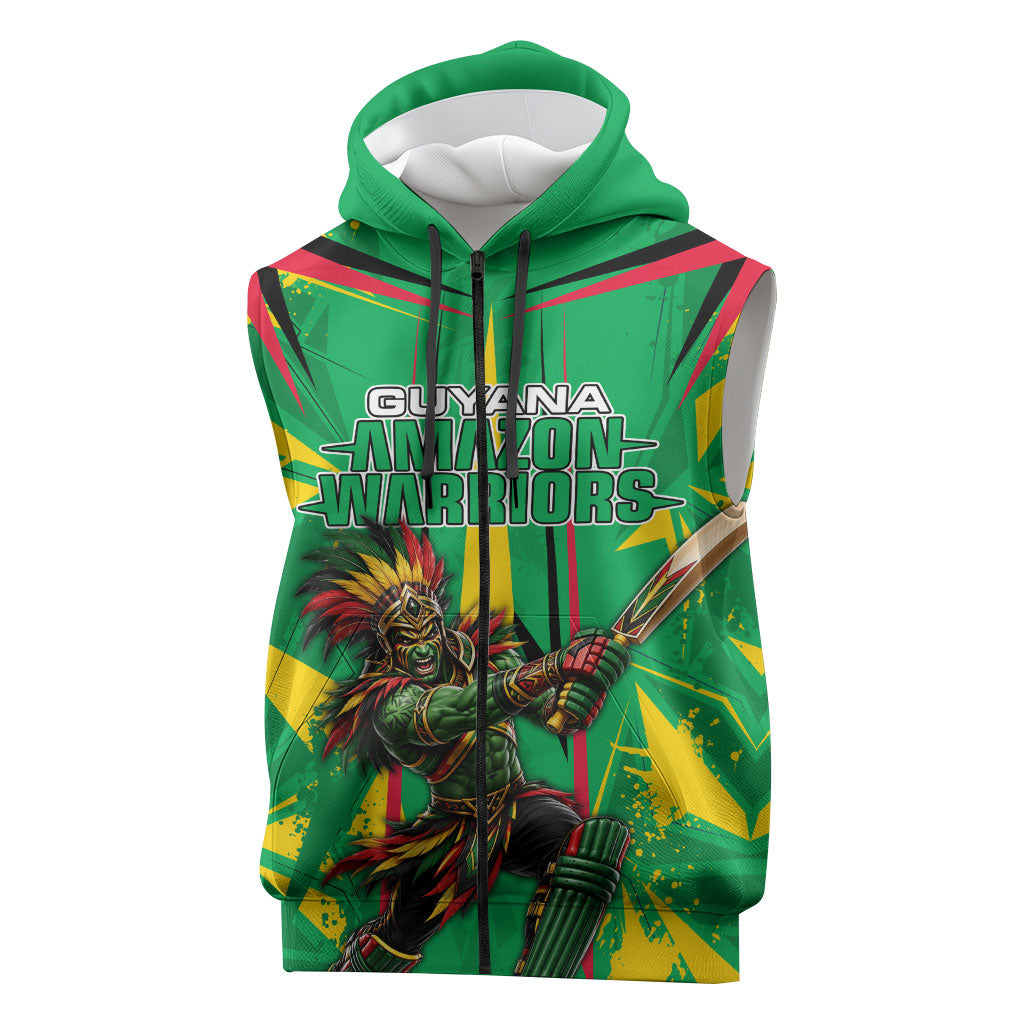 Personalized Guyana Cricket Sleeveless Zip Hoodie Amazon Warriors Tribal Mascot Sports