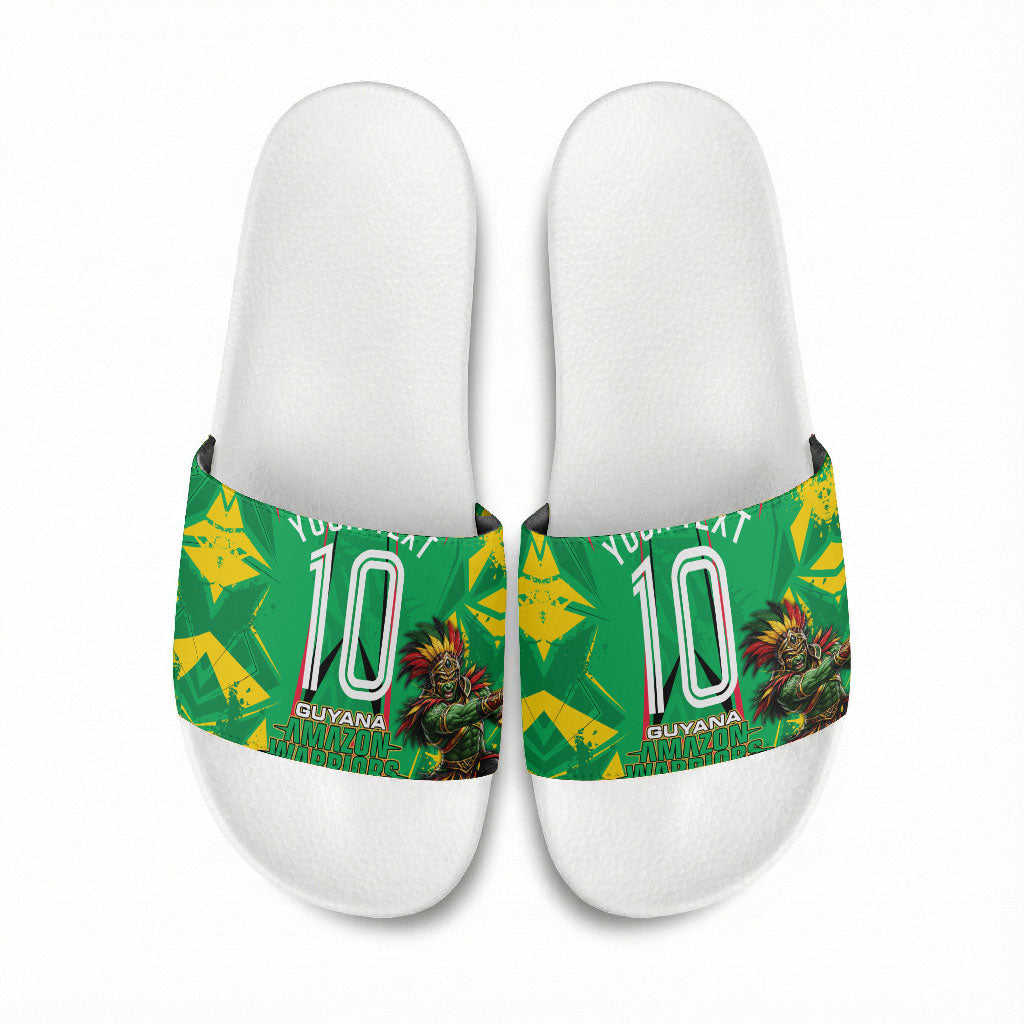Personalized Guyana Cricket Slide Sandals Amazon Warriors Tribal Mascot Sports