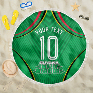Personalized Guyana Cricket Amazon Warriors Beach Blanket Modern Geometric Sports Fan