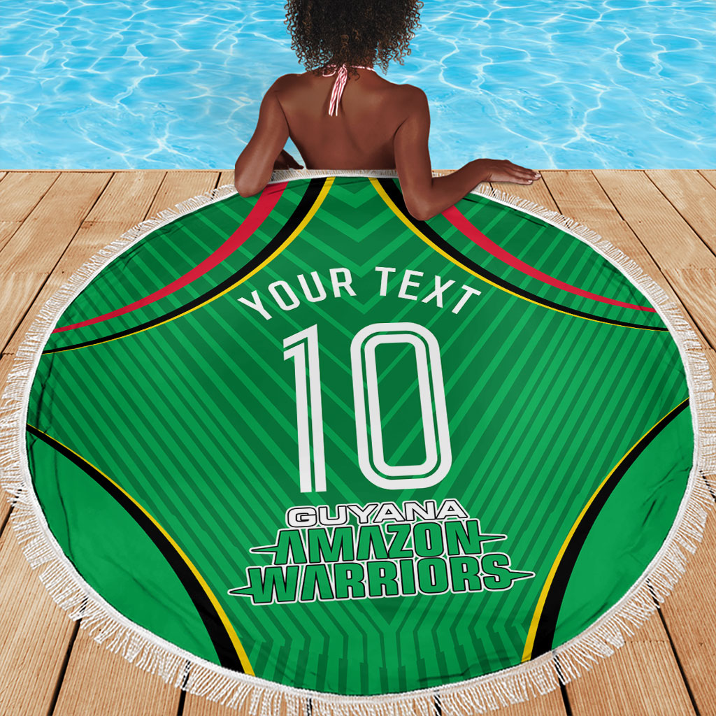 Personalized Guyana Cricket Amazon Warriors Beach Blanket Modern Geometric Sports Fan