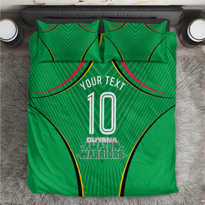 Personalized Guyana Cricket Amazon Warriors Bedding Set Modern Geometric Sports Fan