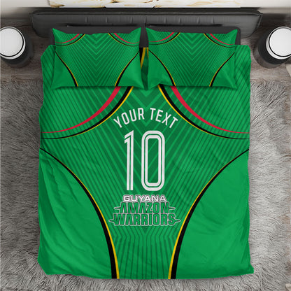 Personalized Guyana Cricket Amazon Warriors Bedding Set Modern Geometric Sports Fan