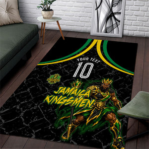 Personalized Jamaica Kingsmen Area Rug Caribbean Cricket Royal Warrior King Mascot