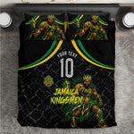 Personalized Jamaica Kingsmen Bedding Set Caribbean Cricket Royal Warrior King Mascot