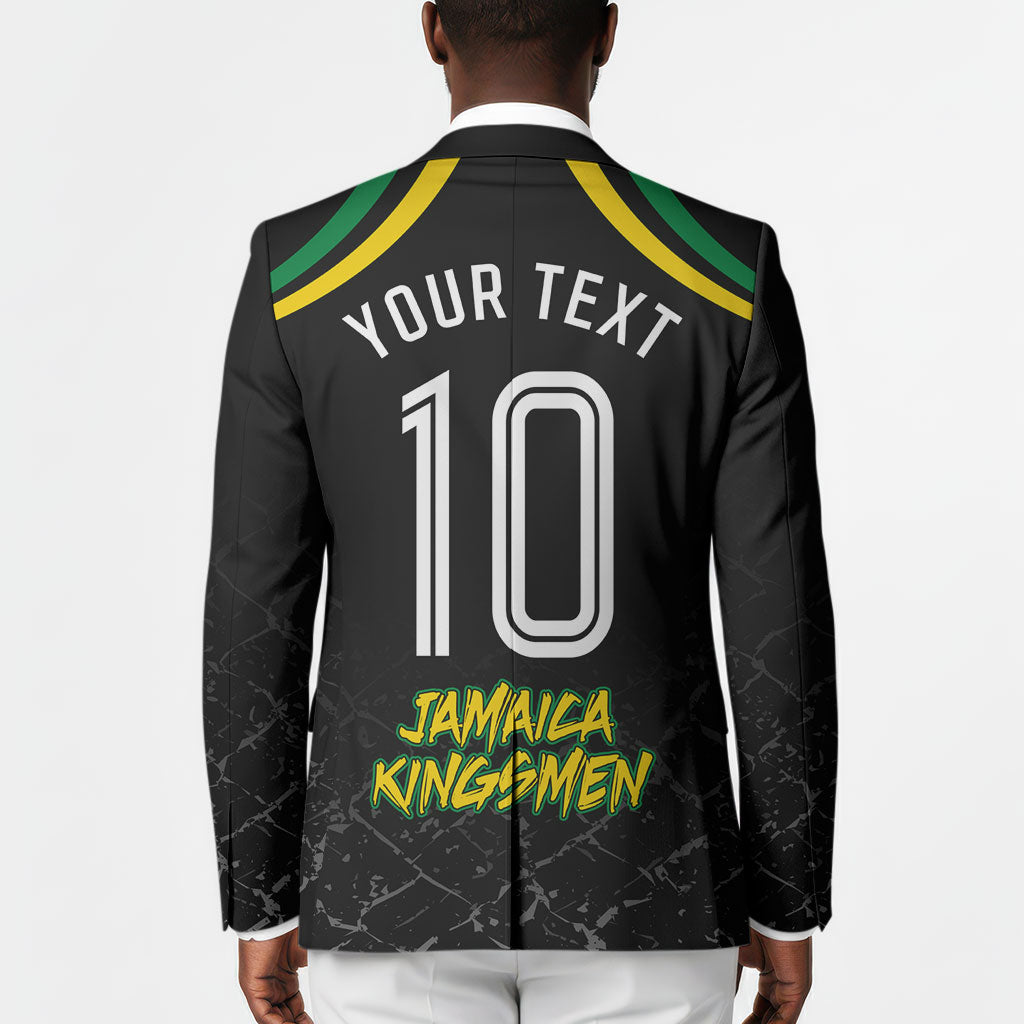 Personalized Jamaica Kingsmen Blazer Caribbean Cricket Royal Warrior King Mascot