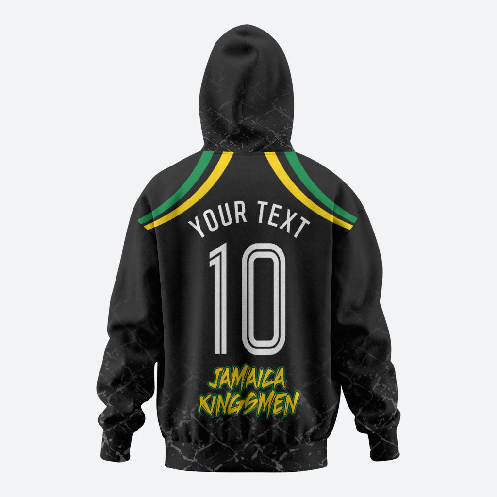 Personalized Jamaica Kingsmen Hoodie Caribbean Cricket Royal Warrior King Mascot