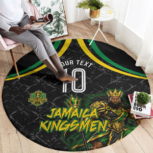 Personalized Jamaica Kingsmen Round Carpet Caribbean Cricket Royal Warrior King Mascot