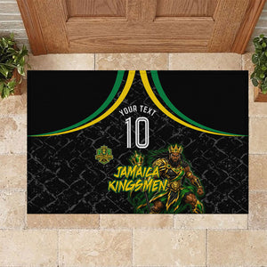 Personalized Jamaica Kingsmen Rubber Doormat Caribbean Cricket Royal Warrior King Mascot