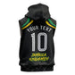 Personalized Jamaica Kingsmen Sleeveless Hoodie Caribbean Cricket Royal Warrior King Mascot