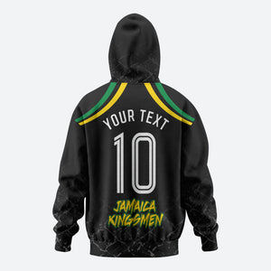 Personalized Jamaica Kingsmen Zip Hoodie Caribbean Cricket Royal Warrior King Mascot