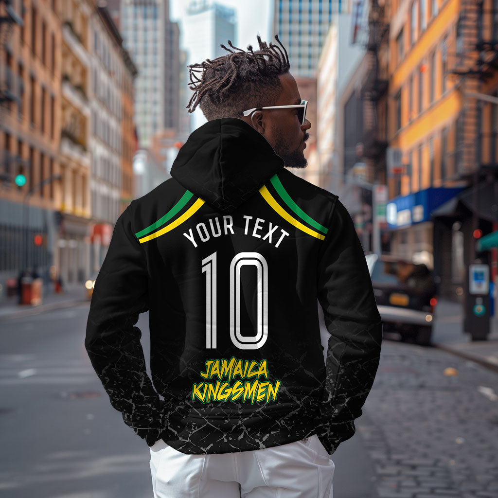 Personalized Jamaica Kingsmen Zip Hoodie Caribbean Cricket Royal Warrior King Mascot