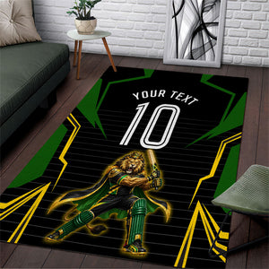Personalized Jamaica Cricket Lion Mascot Area Rug Kingsmen Royal King Batsman Sport