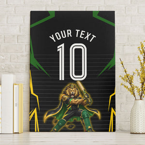 Personalized Jamaica Cricket Lion Mascot Canvas Wall Art Kingsmen Royal King Batsman Sport