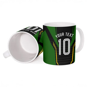 Personalized Jamaica Cricket Lion Mascot Ceramic Mug Kingsmen Royal King Batsman Sport