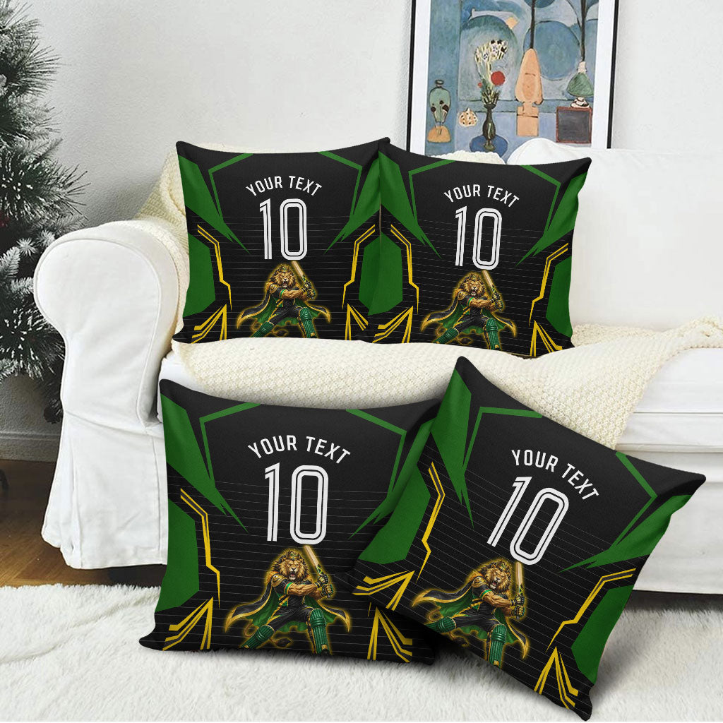 Personalized Jamaica Cricket Lion Mascot Pillow Cover Kingsmen Royal King Batsman Sport