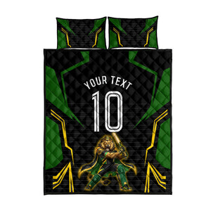 Personalized Jamaica Cricket Lion Mascot Quilt Bed Set Kingsmen Royal King Batsman Sport