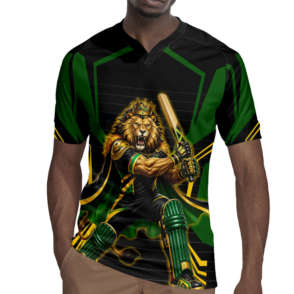 Personalized Jamaica Cricket Lion Mascot Rugby Jersey Kingsmen Royal King Batsman Sport