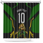 Personalized Jamaica Cricket Lion Mascot Shower Curtain Kingsmen Royal King Batsman Sport