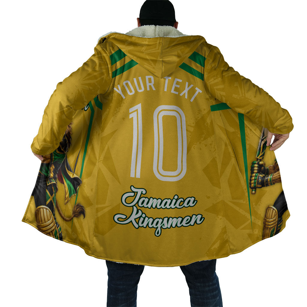 Personalized Jamaica Kingsmen Cricket Lion Cloak Royal King Batsman Sports Graphic Art