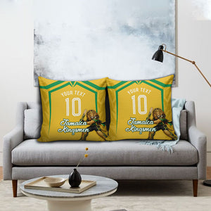 Personalized Jamaica Kingsmen Cricket Lion Pillow Cover Royal King Batsman Sports Graphic Art