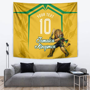 Personalized Jamaica Kingsmen Cricket Lion Tapestry Royal King Batsman Sports Graphic Art
