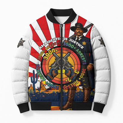 Bass Reeves Bomber Puffer Jacket Vintage African American Black Cowboy Western History