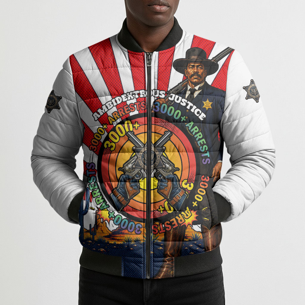 Bass Reeves Bomber Puffer Jacket Vintage African American Black Cowboy Western History