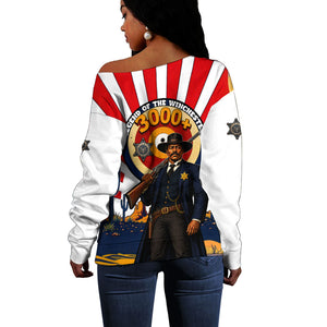 Bass Reeves Off Shoulder Sweater Vintage African American Black Cowboy Western History