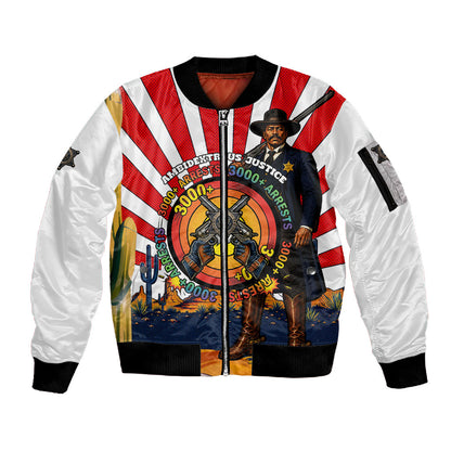 Bass Reeves Sleeve Zip Bomber Jacket Vintage African American Black Cowboy Western History